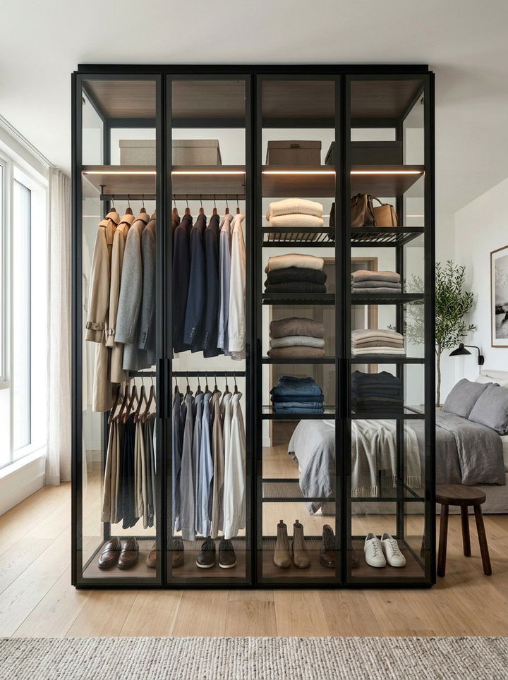 Glass Door Closet - 30 bedroom closet ideas