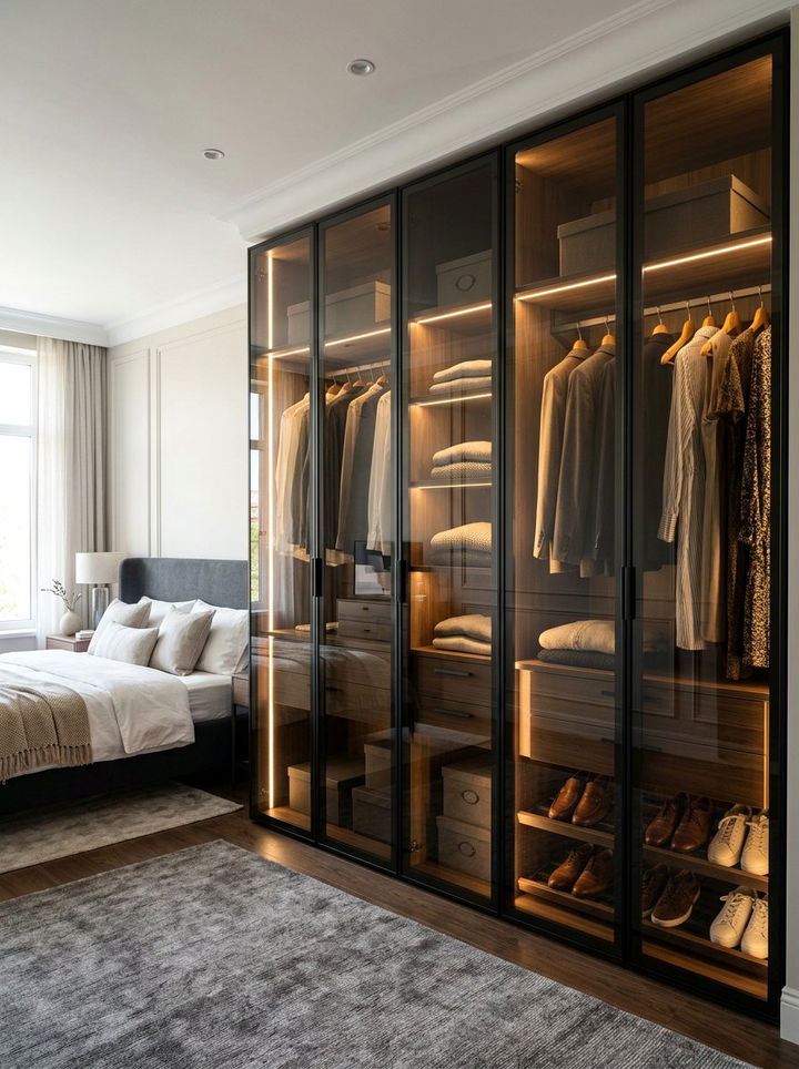 Glass Door Wardrobe - 30 bedroom closet systems