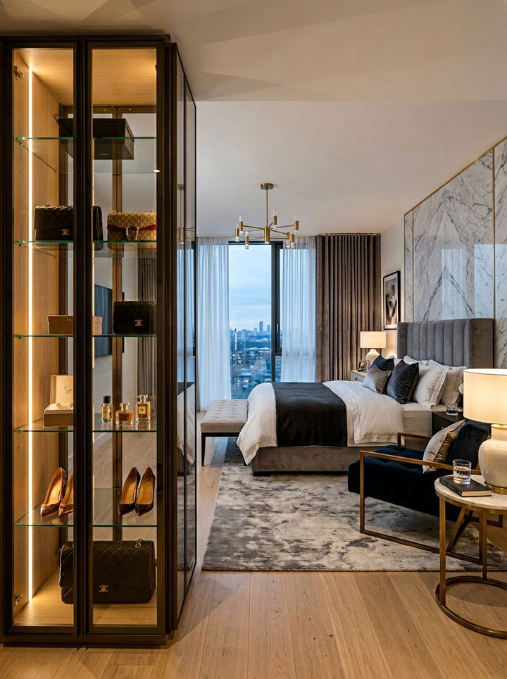 Glass Front Display Cabinet - 30 bedroom cabinet storage ideas