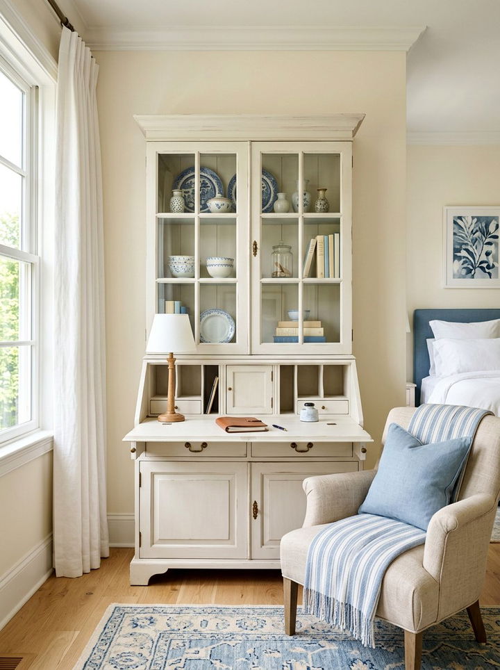 Glass Front Secretary Cabinet - 30 bedroom secretary desks