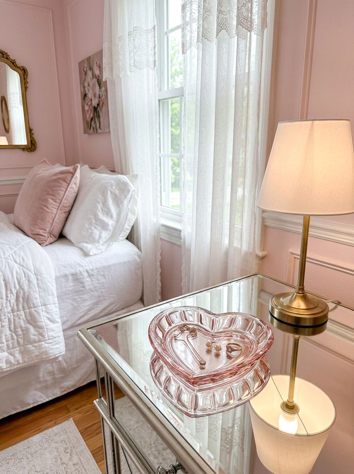 Glass Heart Jewelry Plate - 30 bedroom trinket dishes