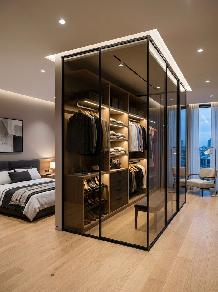 Glass Partition Walk In Closet - 30 luxury bedroom ideas