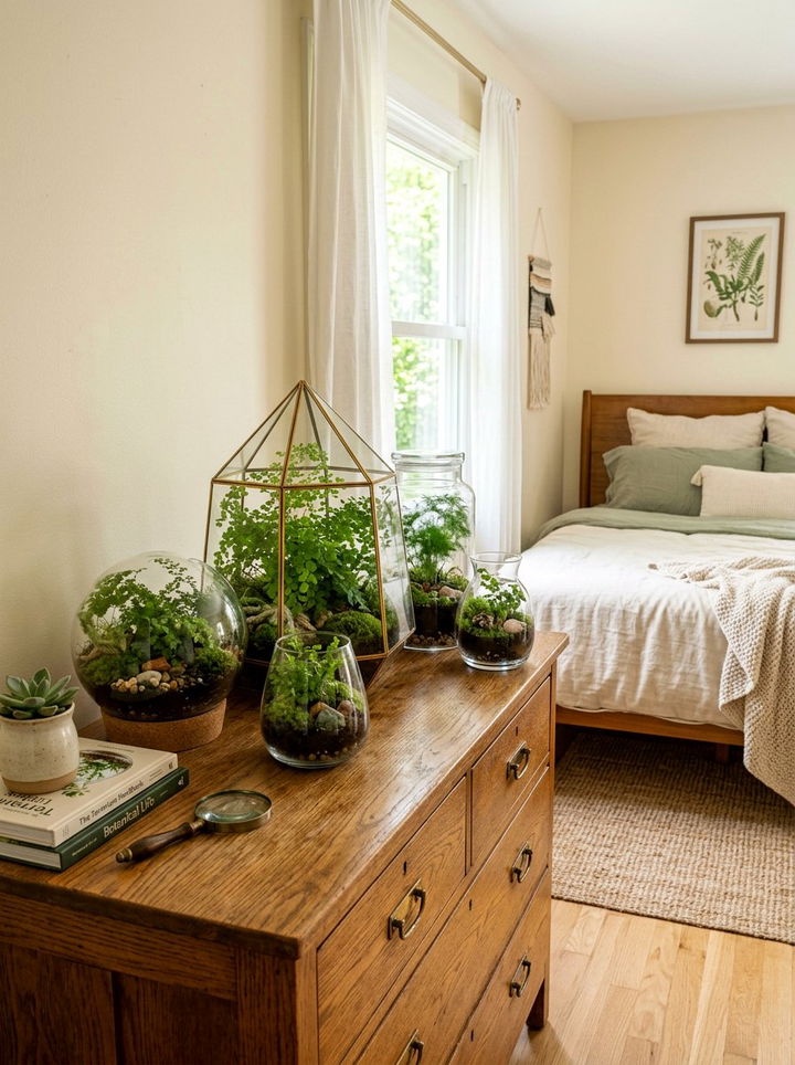 Glass Terrarium Display - 30 nature themed bedroom ideas