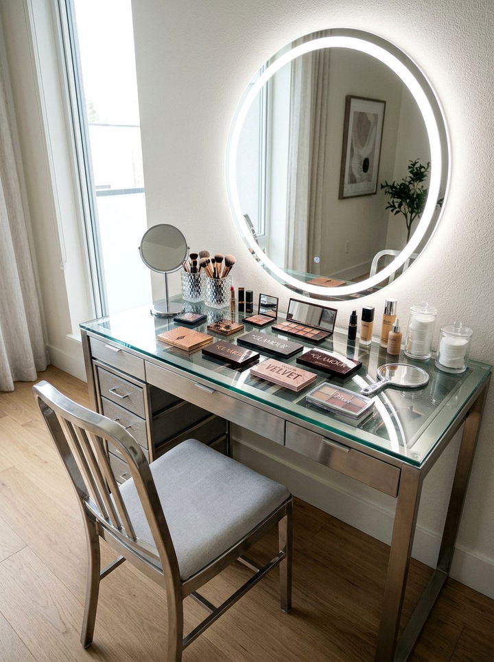 Glass Top Makeup Vanity With Lights - 30 bedroom makeup vanities