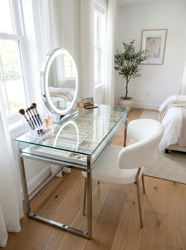 Glass Top Makeup Vanity - 30 bedroom vanity tables