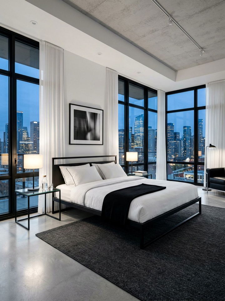 Glass and Steel Bedroom - 30 mixed material bedroom ideas