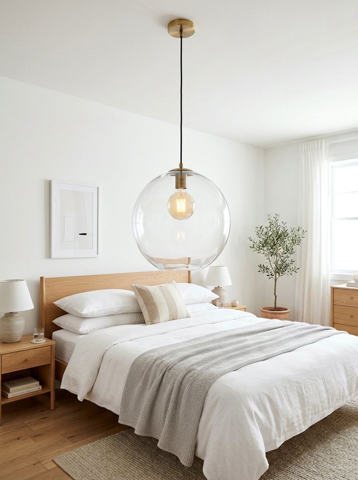 Glass pendant light - 30 Finnish bedroom ideas