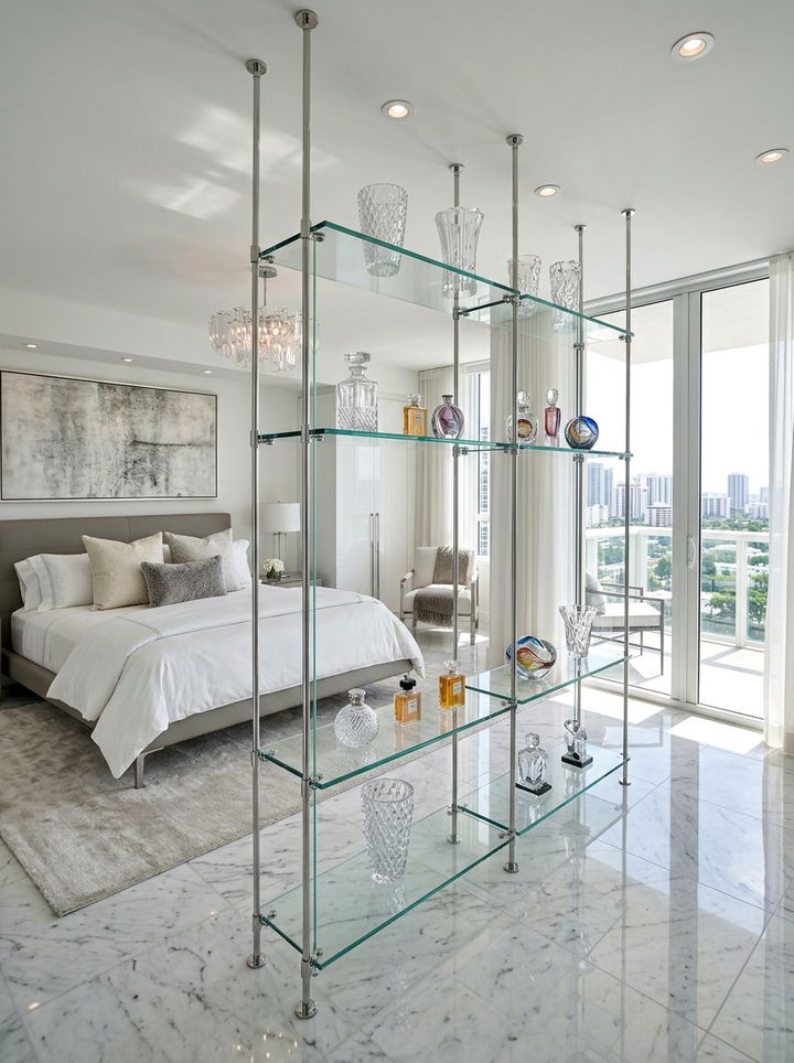 Glass shelf partition - 30 bedroom shelf dividers