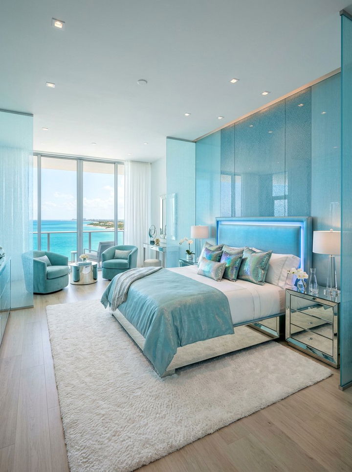 Glassy Water Blue Suite - 30 ocean inspired bedroom color ideas