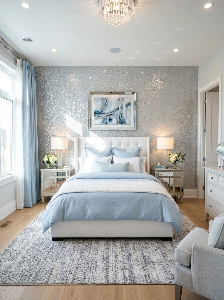 Glitter Accent Wall - 30 mermaid bedroom ideas