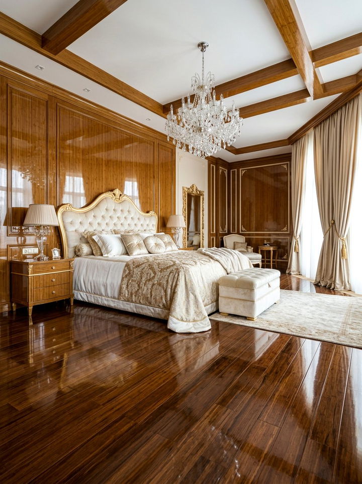 Glossy Bamboo Bedroom - 30 bedroom bamboo flooring ideas