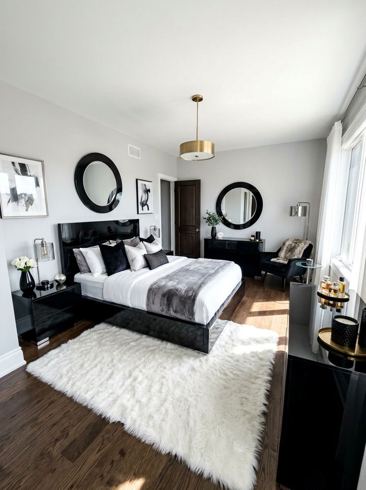 Glossy Black Bedroom Accents - 30 contemporary black bedroom ideas