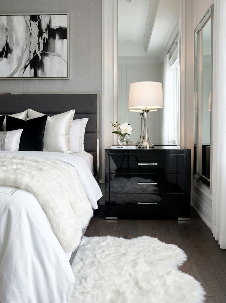 Glossy Black Nightstand - 30 bedroom tall nightstands