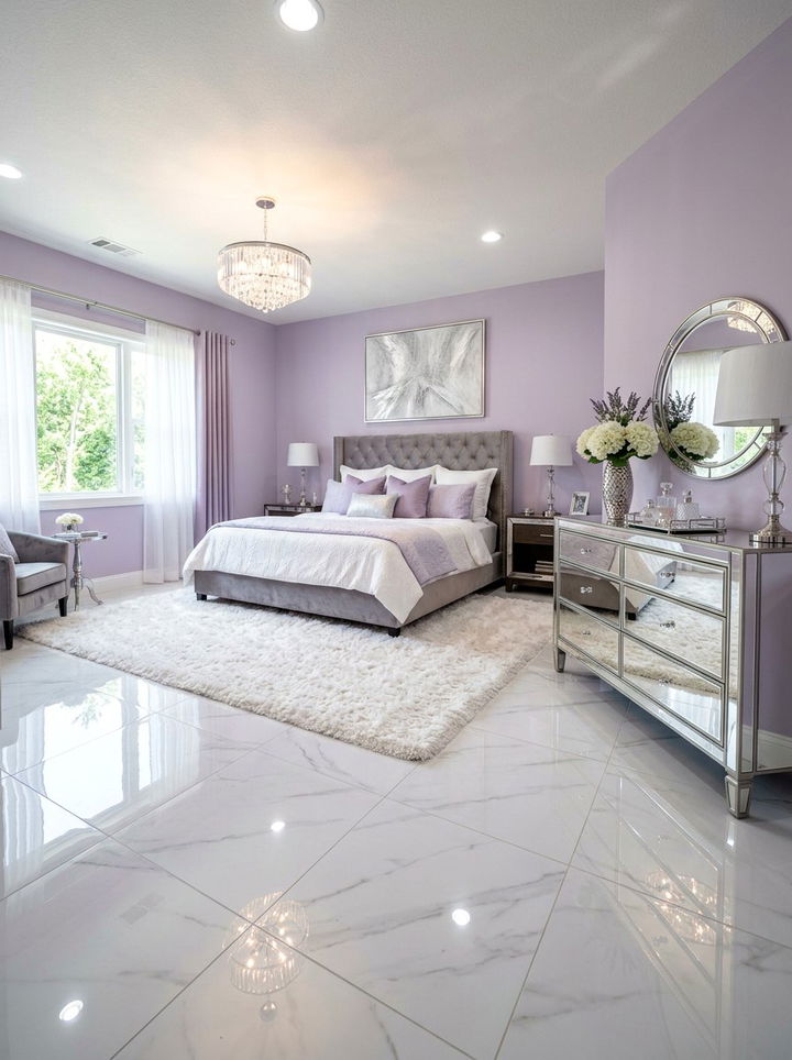 Glossy Ceramic Floor - 30 bedroom tile designs