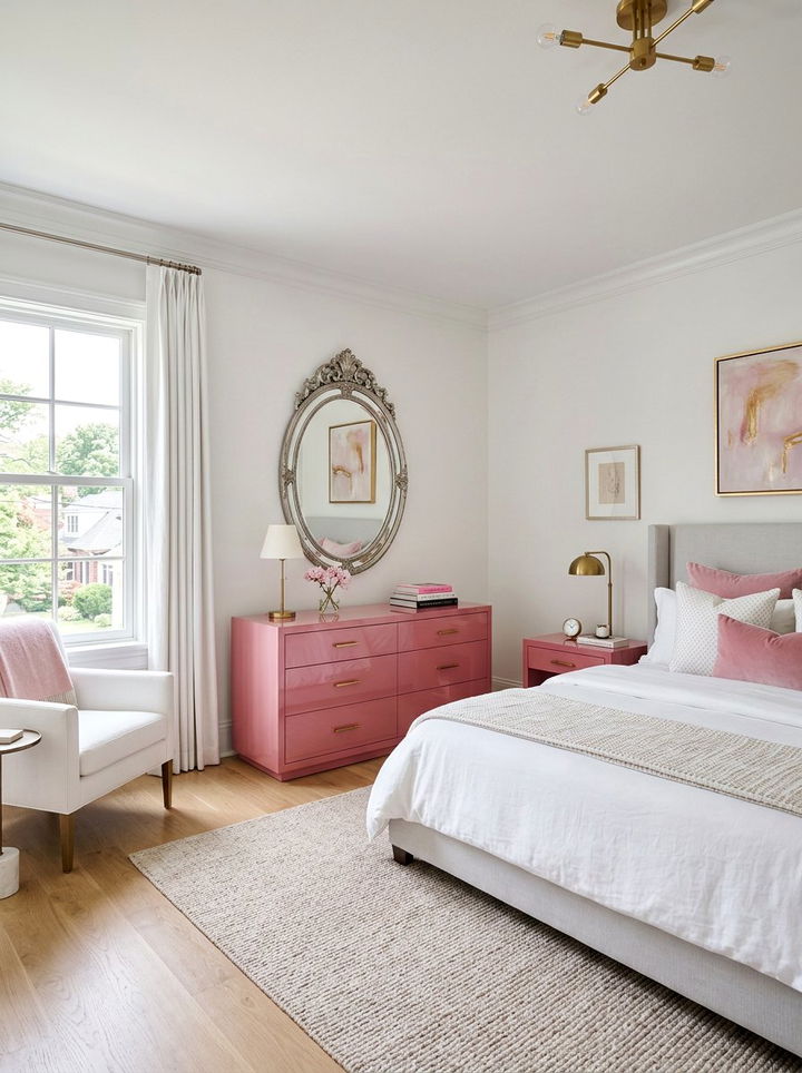 Glossy Pink Furniture Pieces - 30 neon pink bedroom ideas