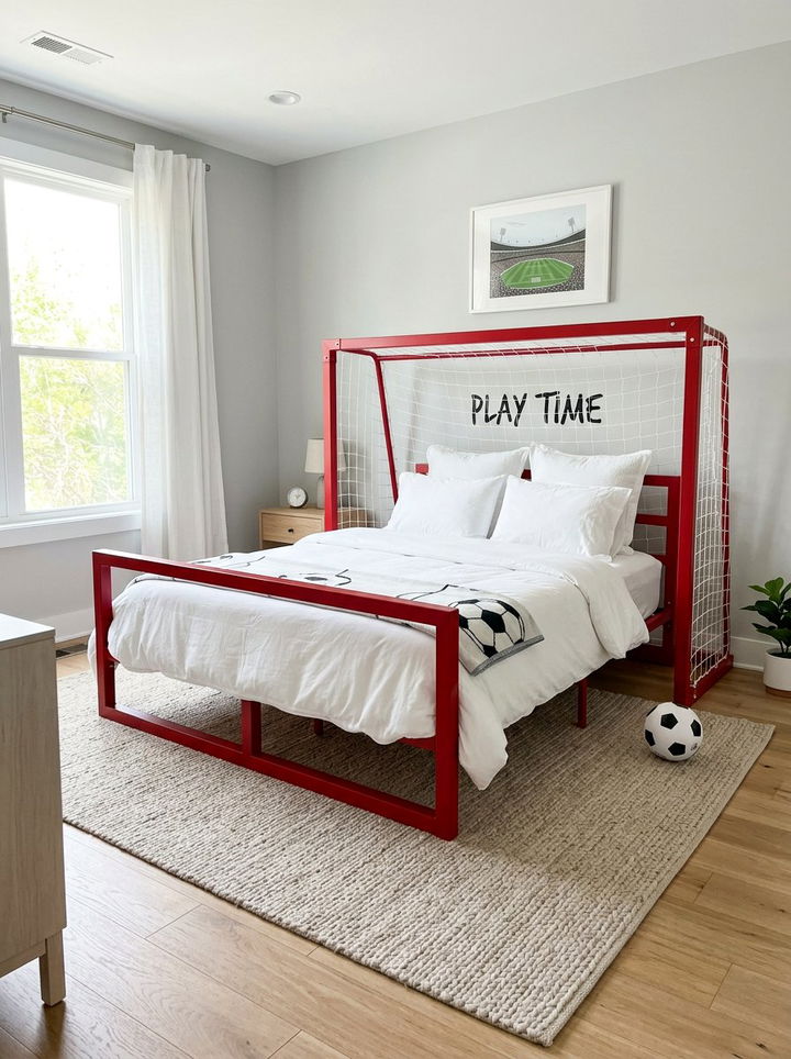 Goal Post Bed Frame - 30 hockey bedroom ideas