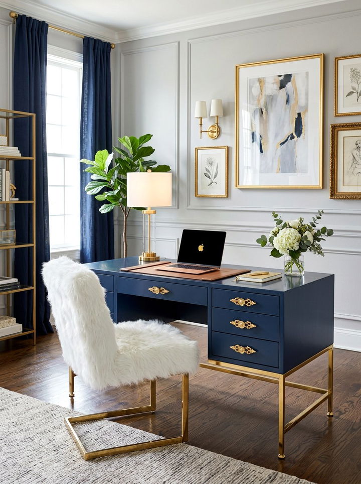 Gold Accent Desk With Drawers - 30 bedroom desk with drawers