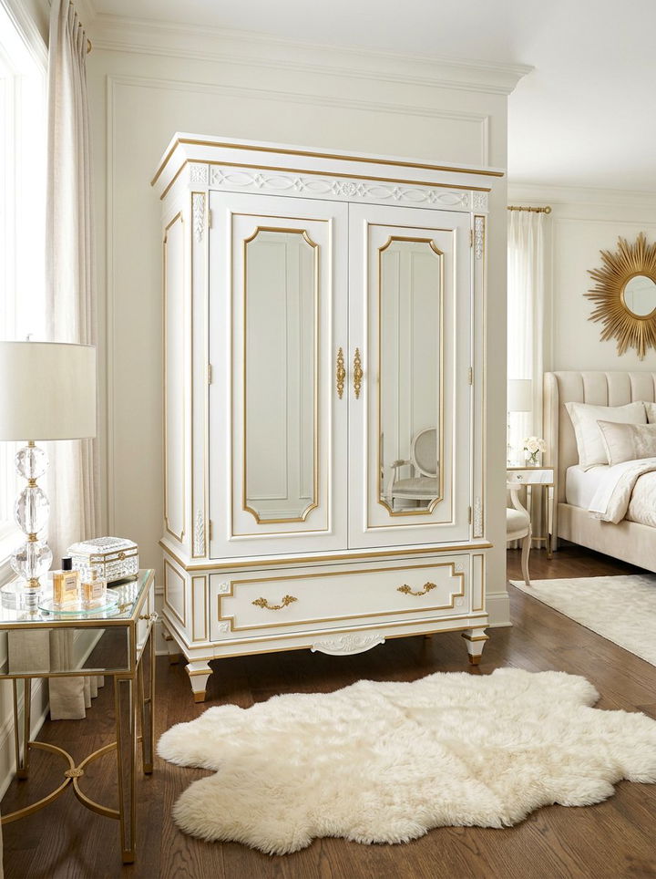 Gold Accent Glam Armoire - 30 bedroom armoires
