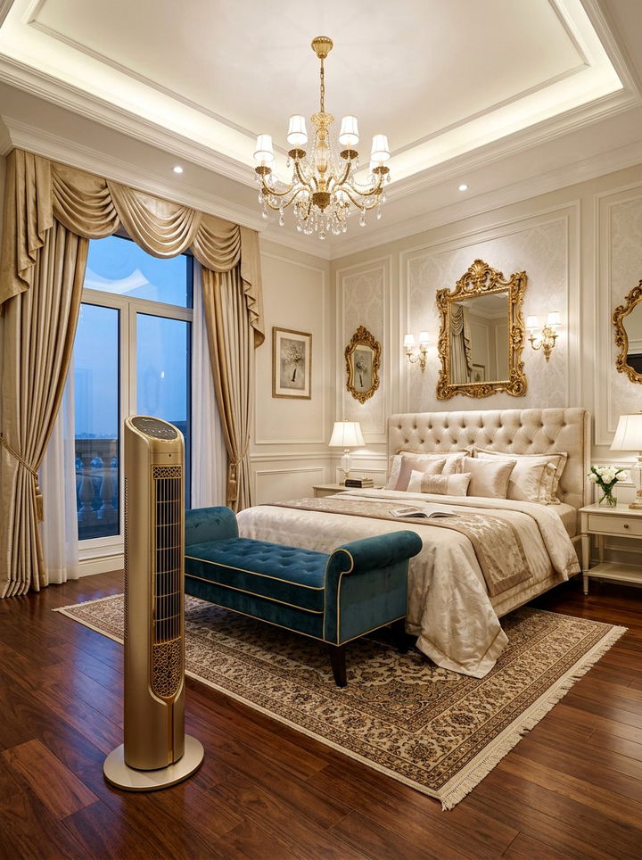 Gold Accent Tower Fan For Elegant Bedroom - 30 bedroom tower fans