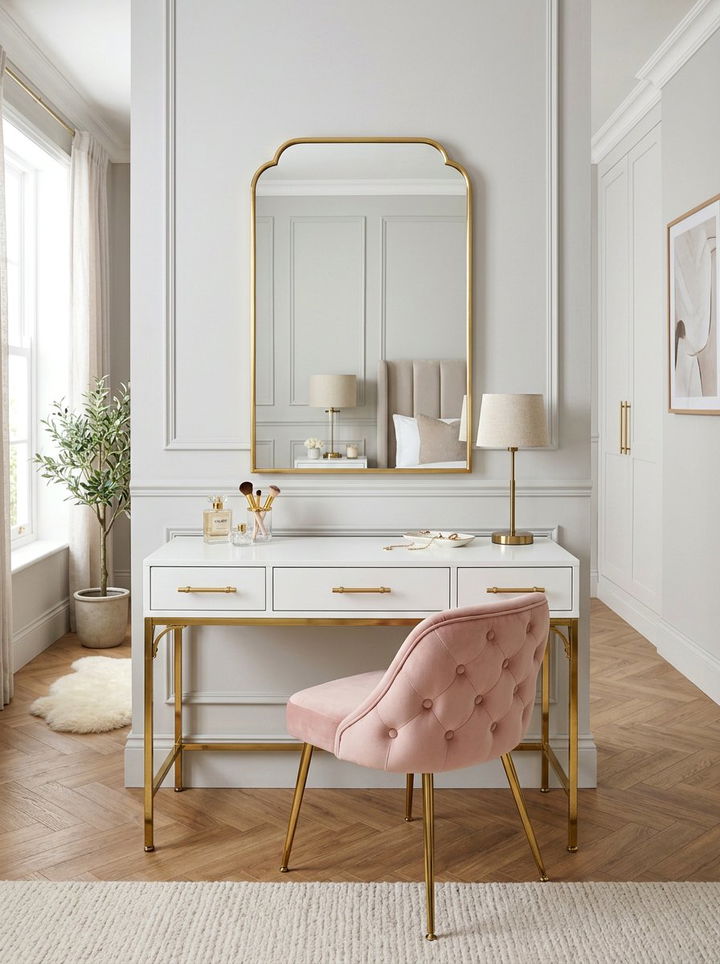 Gold Accent Vanity Set - 30 bedroom modern vanity designs