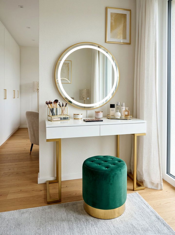 Gold Accent Vanity Table - 30 gold bedroom decor ideas