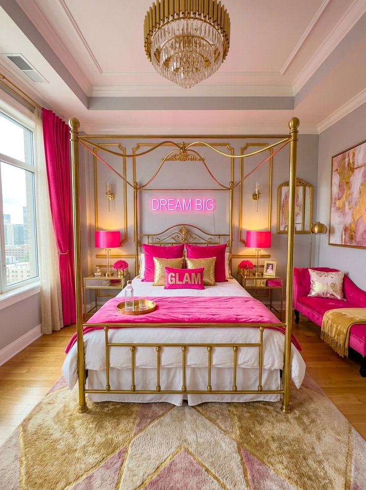 Gold And Neon Pink Glam