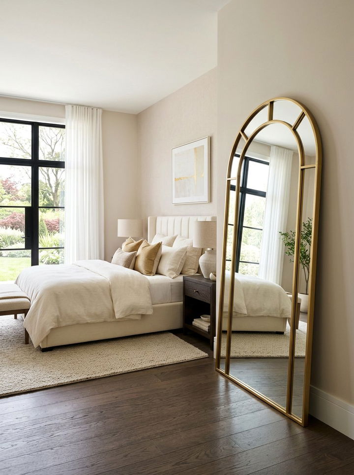 Gold Arched Floor Mirror - 30 bedroom full length mirrors