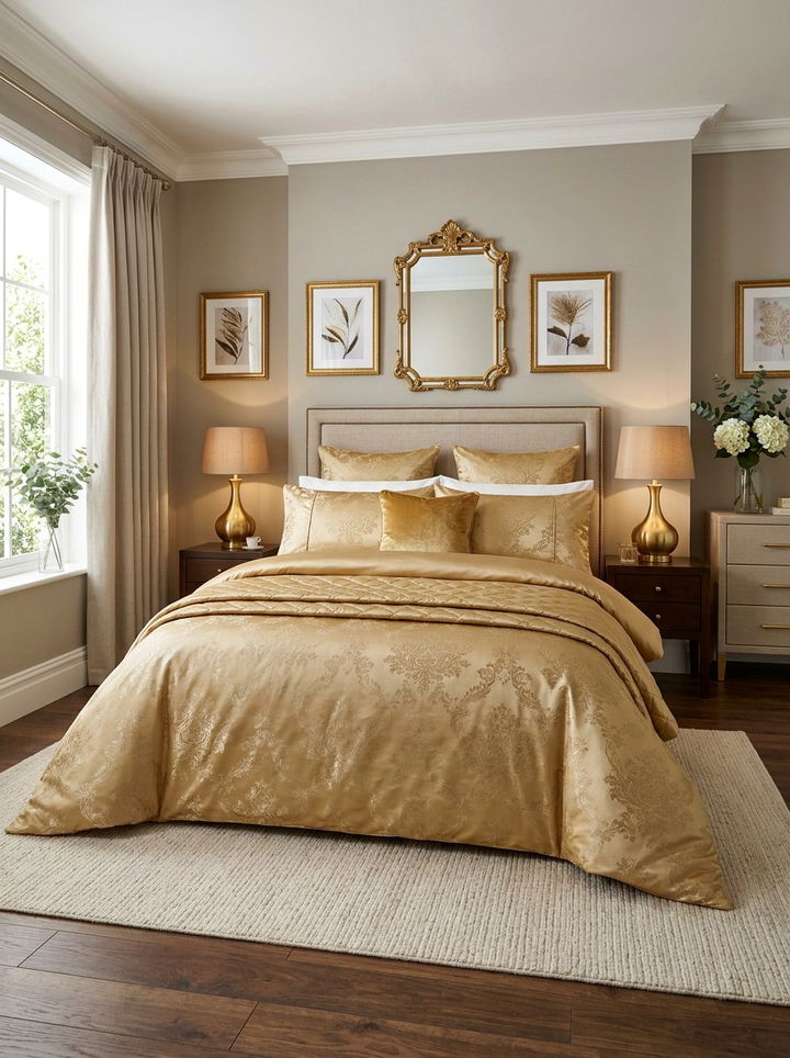 Gold Bedding Set - 30 gold accent bedroom ideas