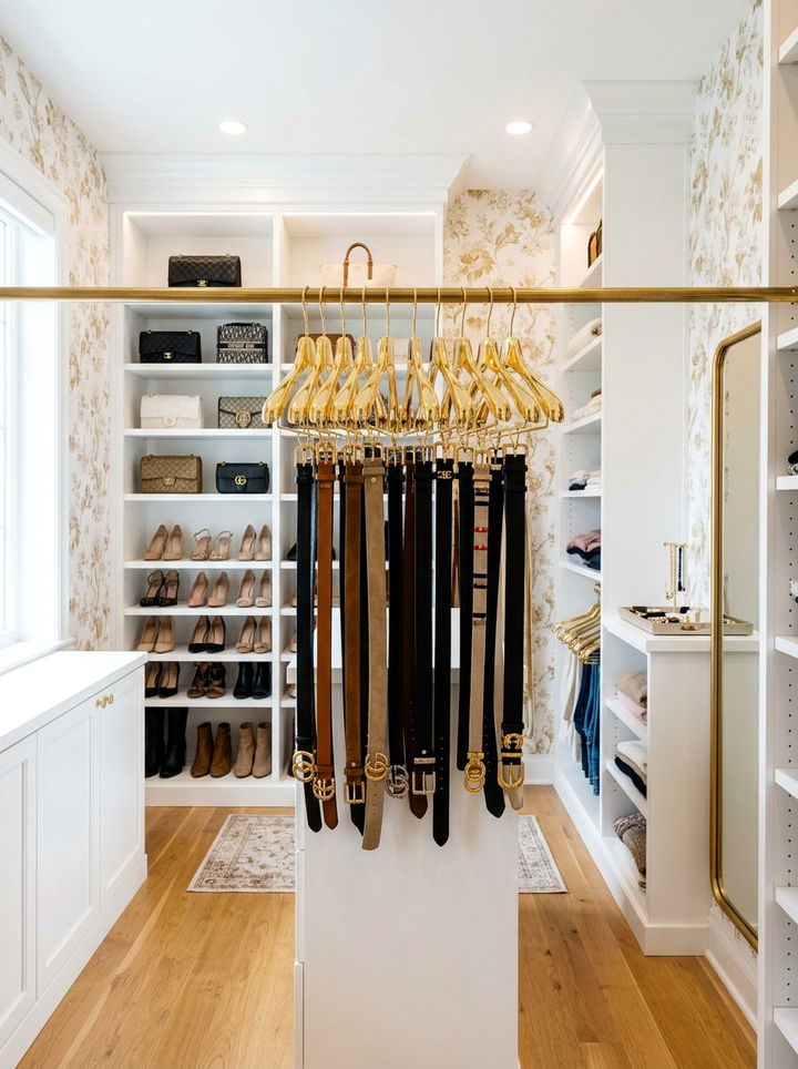 Gold Belt Hanger - 30 bedroom belt organizers