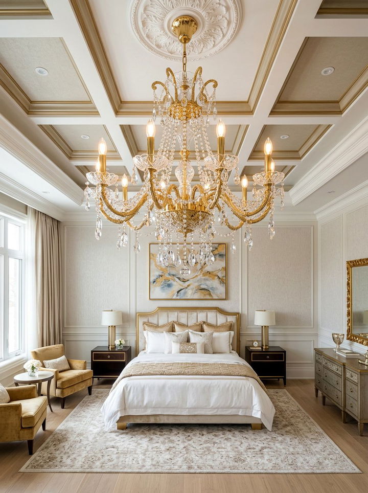 Gold Chandelier For Bedroom - 30 gold bedroom decor ideas