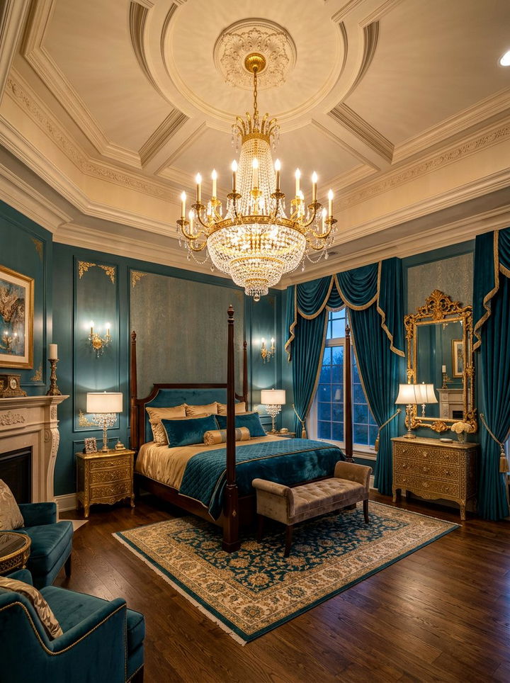 Gold Chandelier - 30 bedroom lighting design