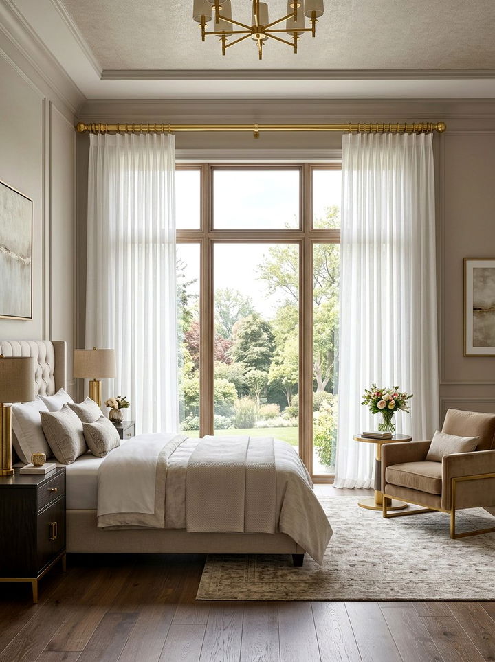 Gold Curtain Rod - 30 gold accent bedroom ideas