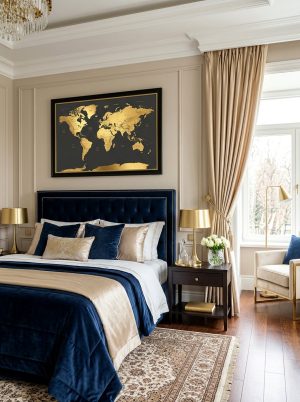Gold Foil World Map Print