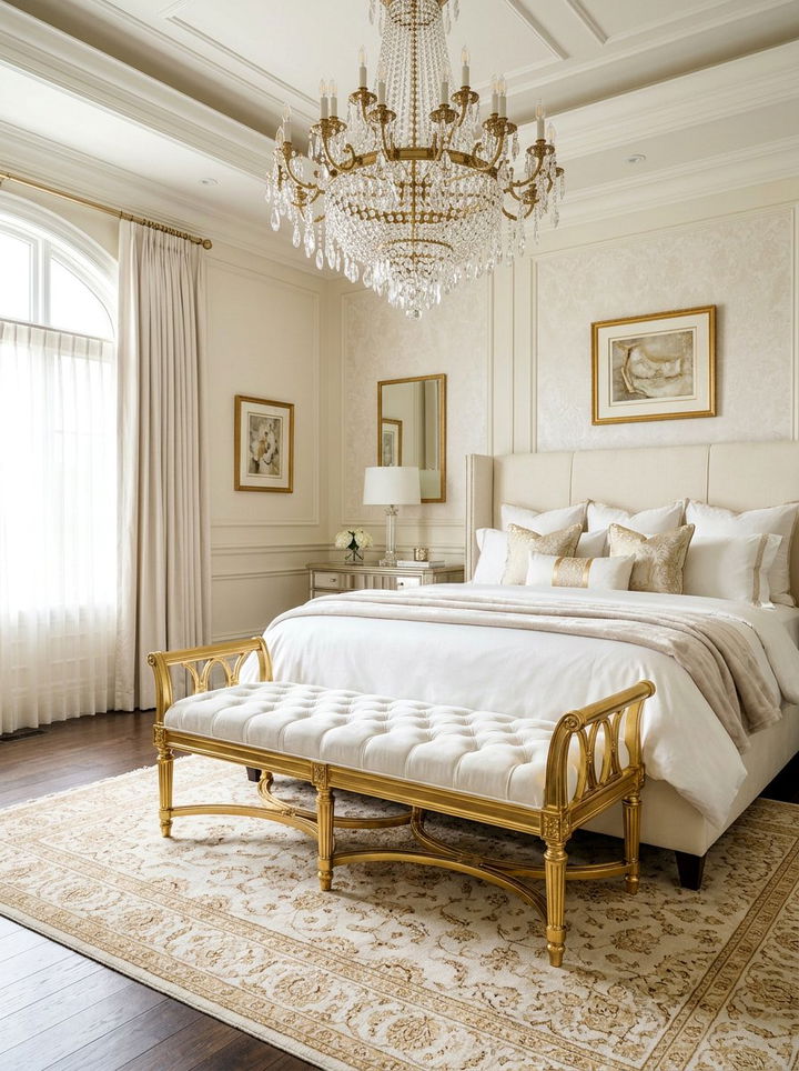 Gold Frame Bench - 30 bedroom end of bed benches