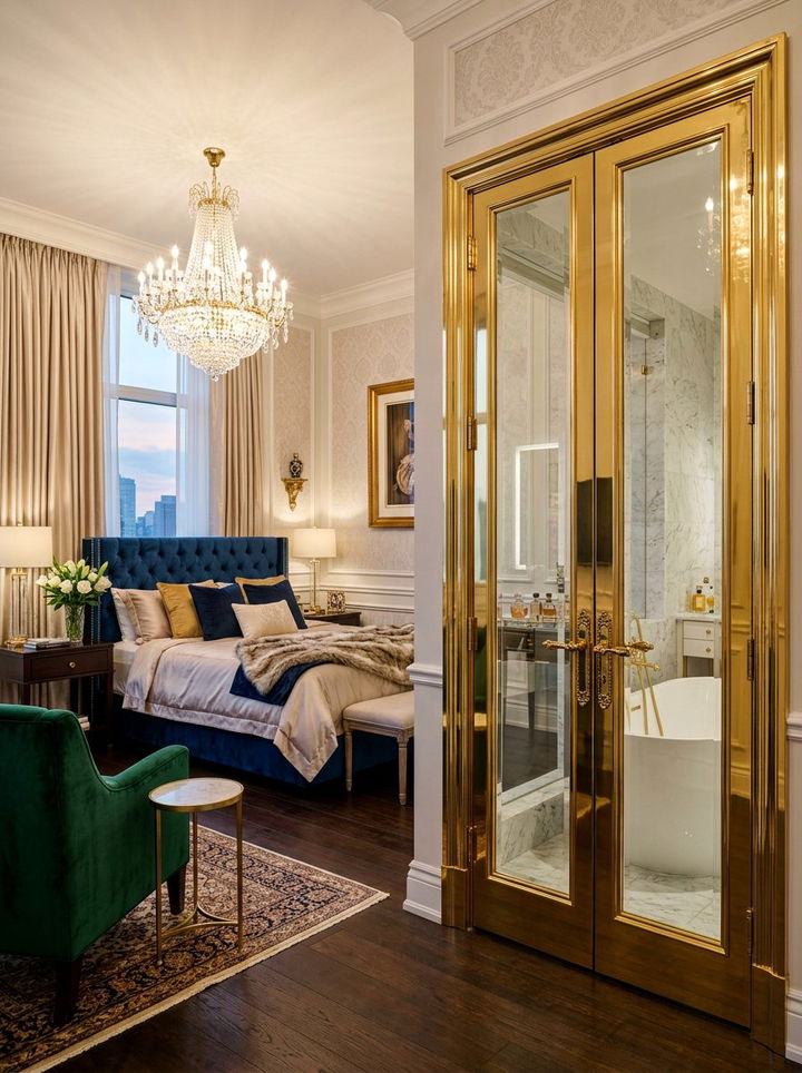 Gold Frame Glass Door - 30 bedroom sliding doors