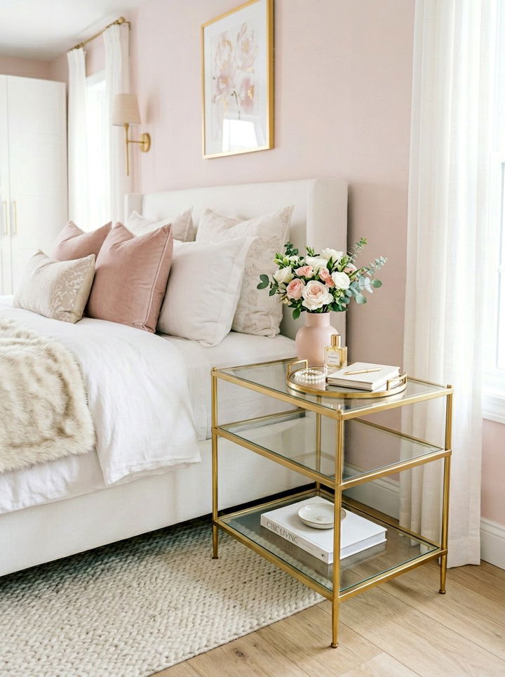 Gold Frame Glass Table - 30 bedroom narrow nightstands