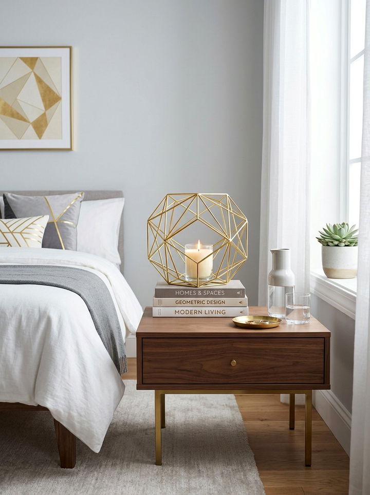Gold Geometric Cage - 30 bedroom candle holders