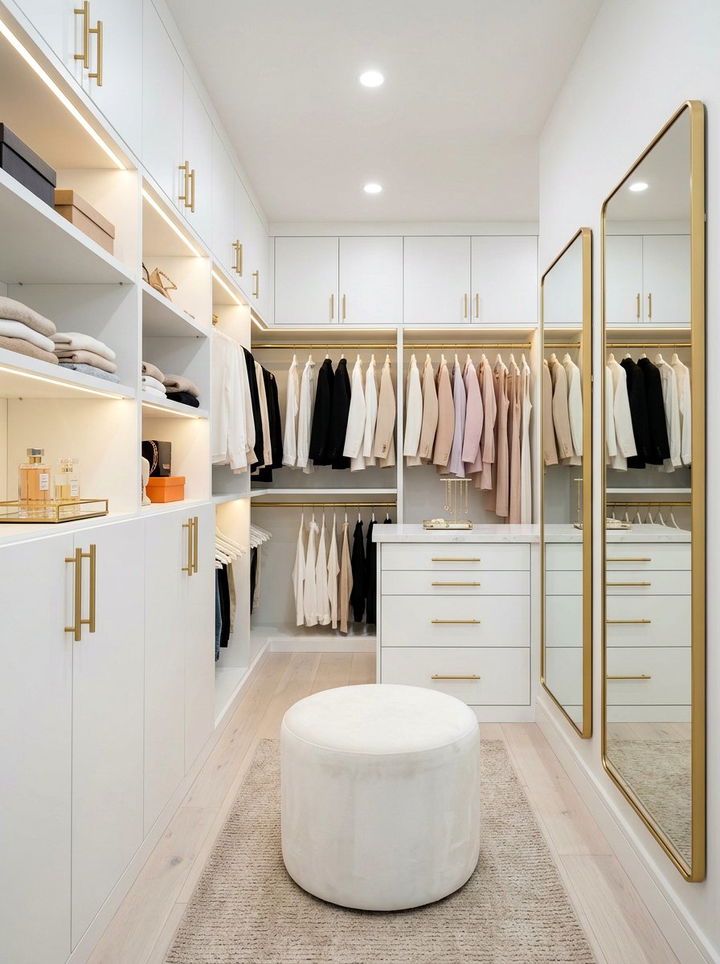 Gold Hardware Closet Decor - 30 bedroom walk-in closet ideas