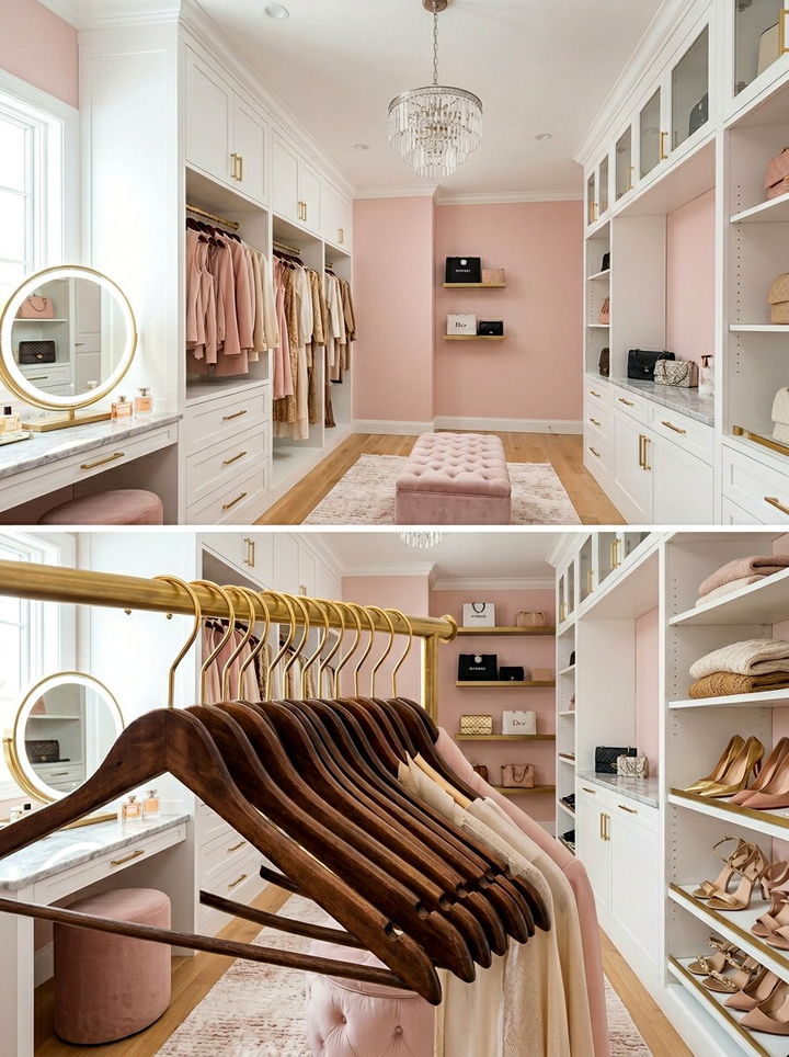 Gold Hook Hangers - 30 bedroom wooden hangers