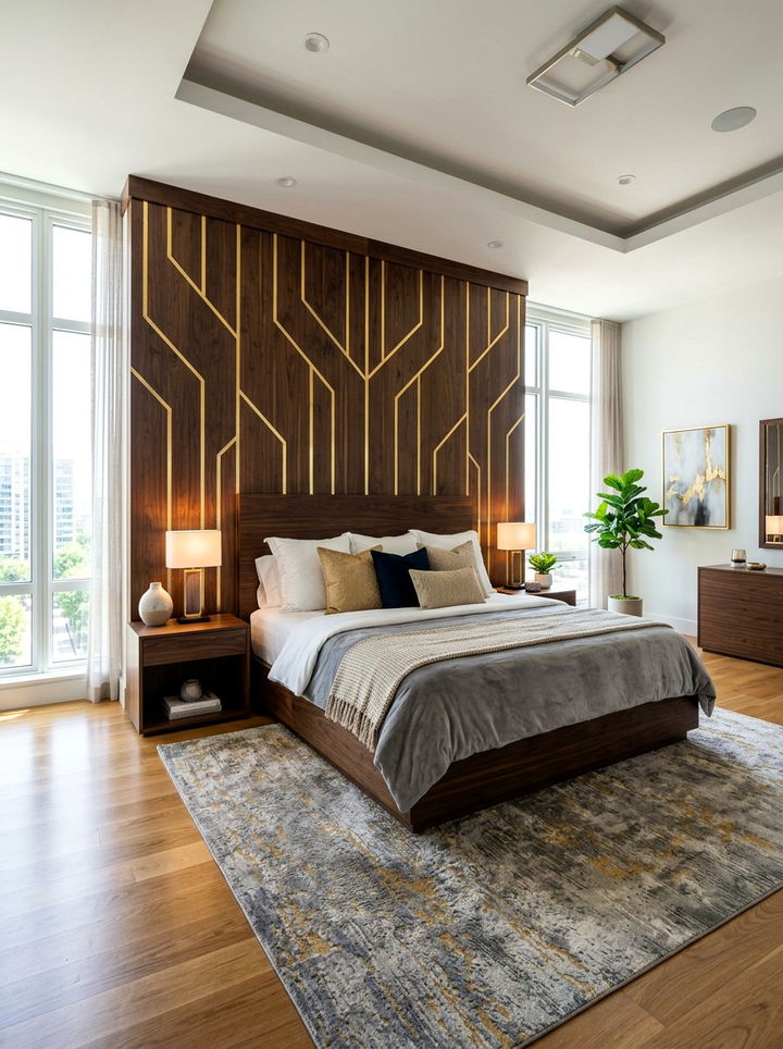 Gold Inlay Bed - 30 gold accent bedroom ideas