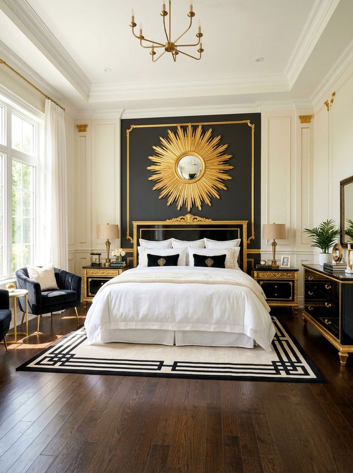 Gold Leaf Accent Bedroom - 30 Hollywood regency bedroom ideas