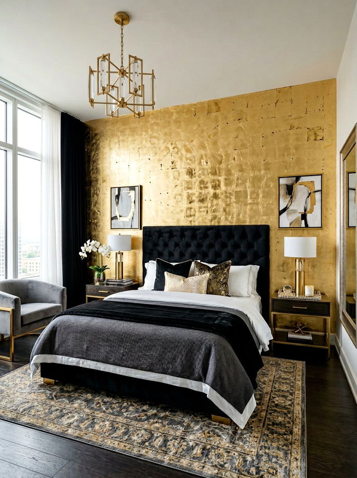 Gold Leaf Accent Wall - 30 bedroom accent walls