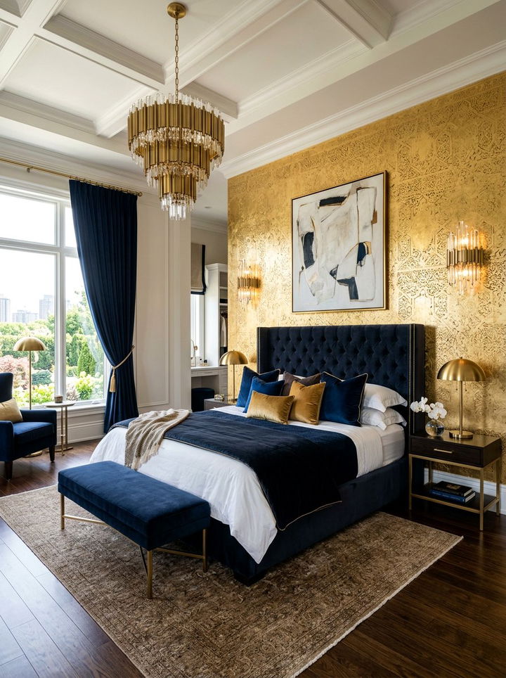 Gold Leaf Accent - 30 bedroom backsplash ideas