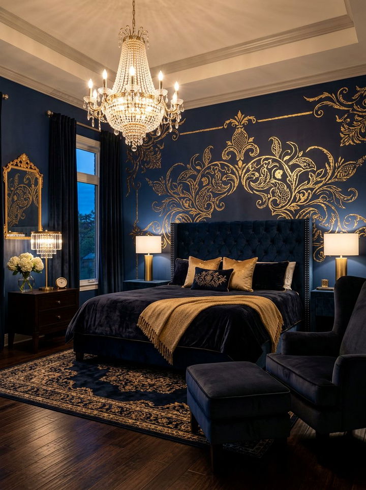 Gold Leaf Accents - 30 bedroom accent wall ideas