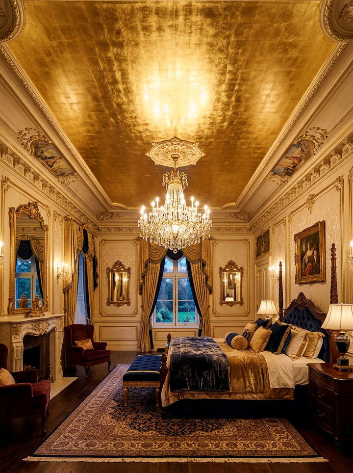 Gold Leaf Ceiling - 30 bedroom ceiling design ideas