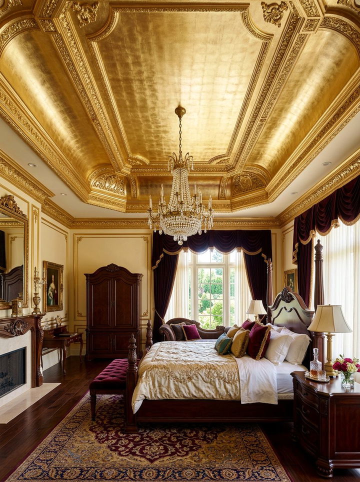 Gold Leaf Ceiling - 30 bedroom ceiling ideas