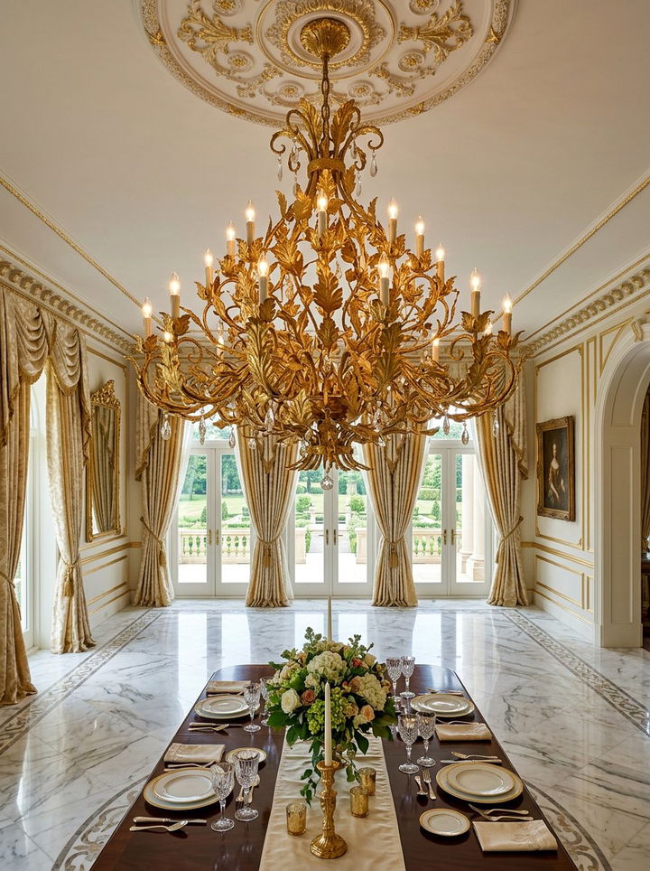 Gold Leaf Chandelier - 30 bedroom chandeliers