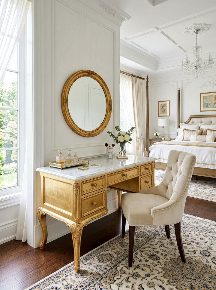 Gold Leaf Vanity - 30 bedroom vintage vanity ideas
