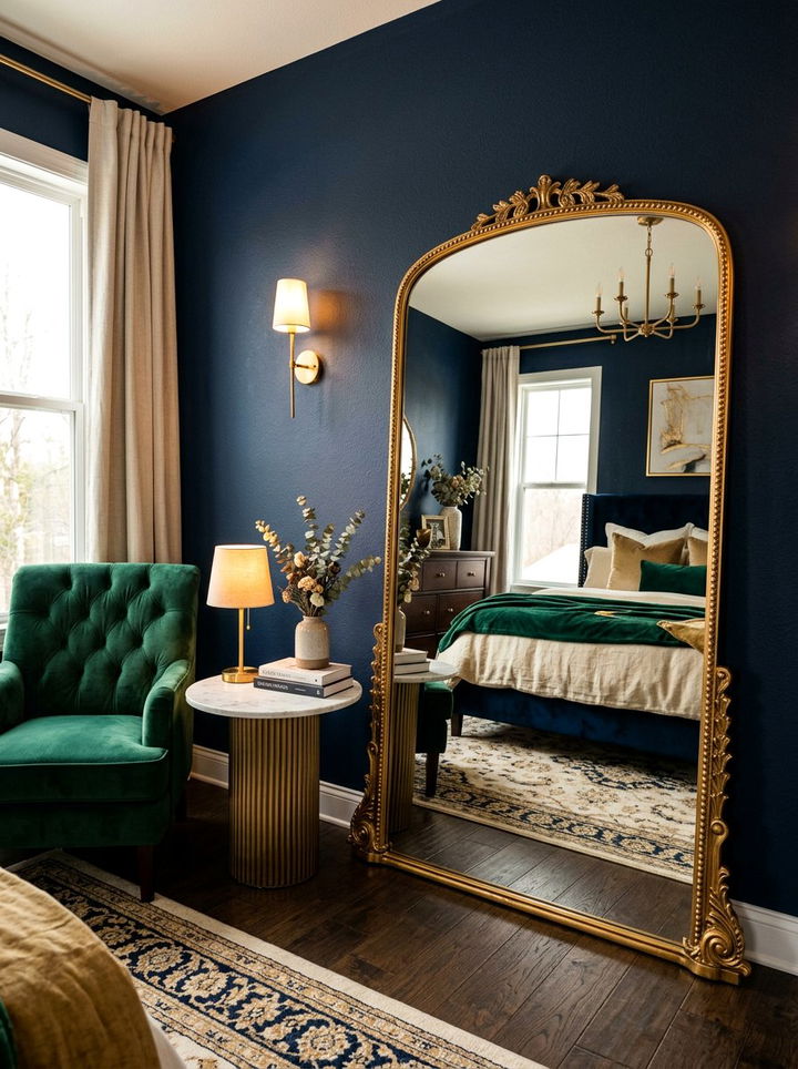 Gold Leaner Mirror - 30 bedroom mirror ideas