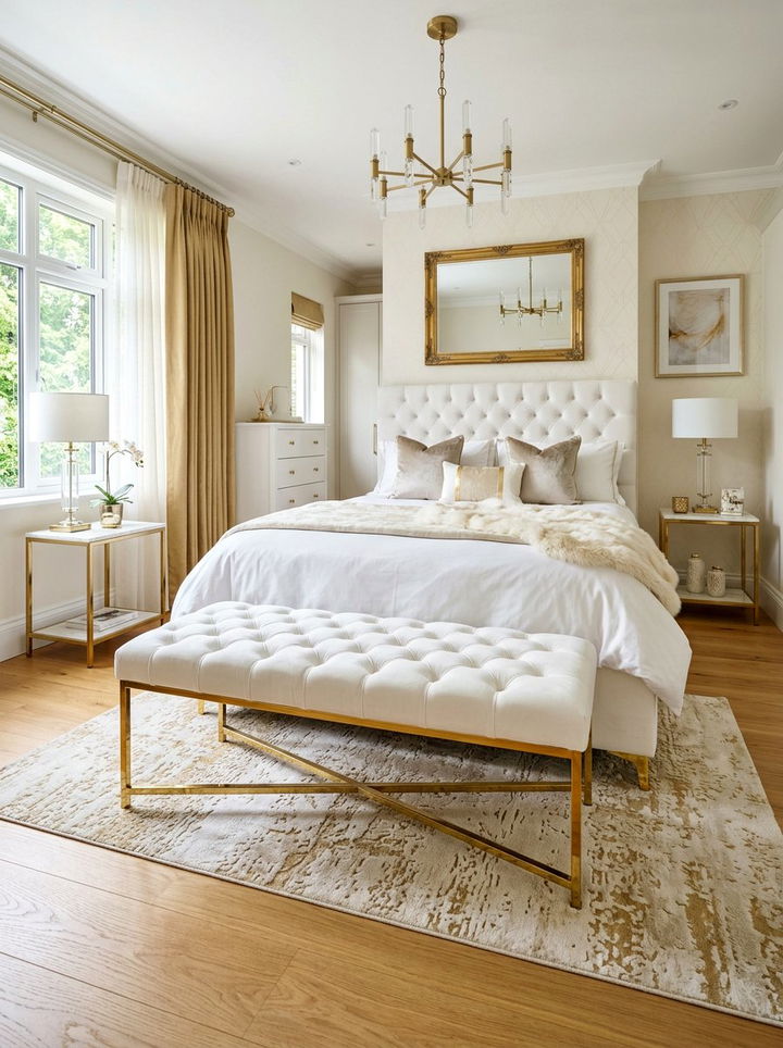 Gold Leg Bedroom Bench - 30 bedroom upholstered benches